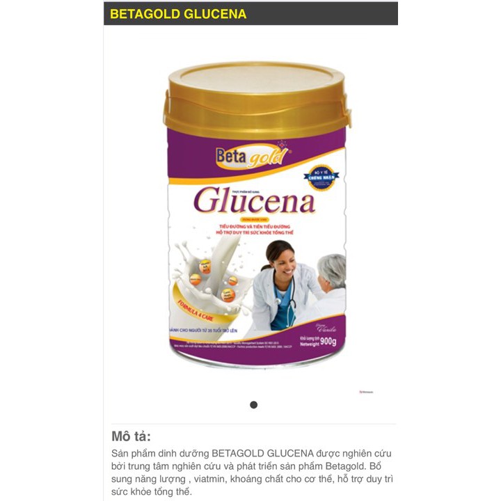 sữa y tế betagold GLUCENA 900g dành cho người bị tiểu đường ĐẠT CHUẨN BỘ Y TẾ