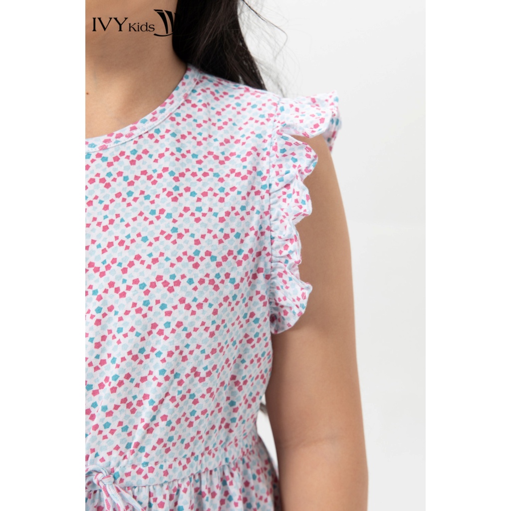 Đầm thun tay hến bé gái IVY moda MS 42G1324