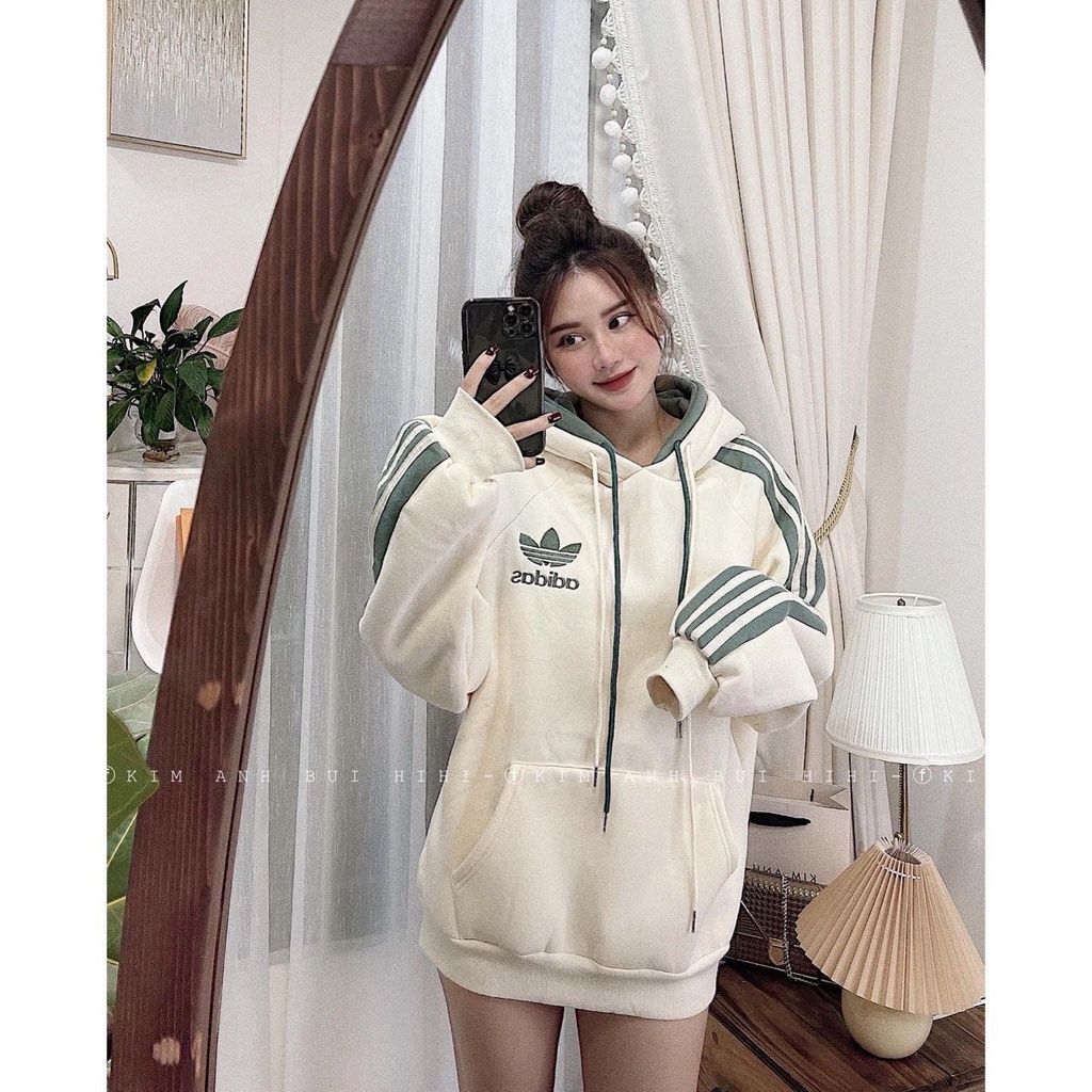 ÁO HOODIE MŨ 2 LỚP ADIDAS CHẤT NỈ BÔNG SIÊU DẦY FORM THỤNG RỘNG | BigBuy360 - bigbuy360.vn