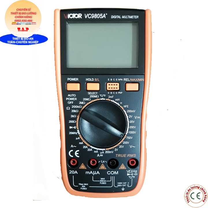 VICTOR VC-9805A+ đồng hồ vạn năng điện tử Victor VC 9805A+ đo điện áp, dòng điện, điện trở, cuộn cảm, tụ điện,nhiệt độ