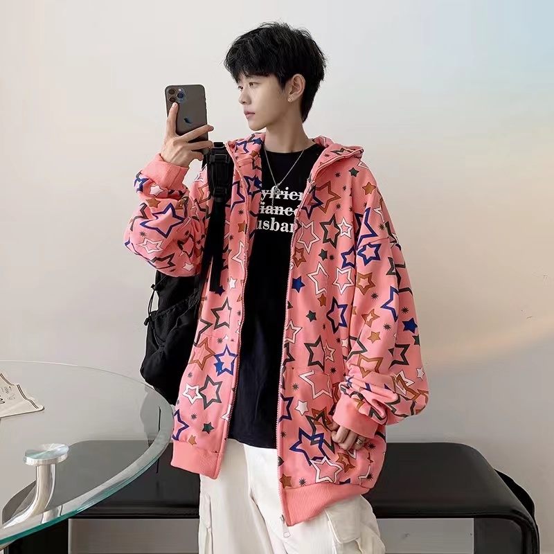 Áo hoodie Có Khóa Kéo In Hình Ngôi Sao Thời Trang Hàn Quốc Cho Nam