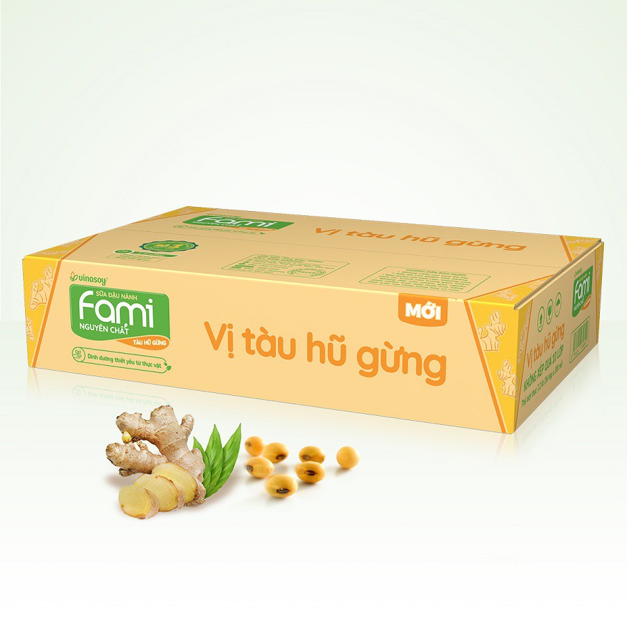 Thùng sữa đậu nành Fami Nguyên Chất vị tàu hũ gừng (36 hộp x 200ml)