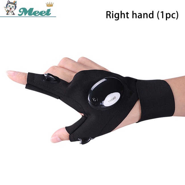 Găng Tay Hở Ngón Có Đèn Led Phát Sáng Độ Sáng Cao Dùng Khi Đi Câu Cá / Cắm Trại