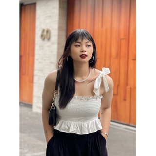 Áo croptop nơ lưng, thiết kế nhún smocking co giãn DOKESI (có bigsize) - Bowie Top