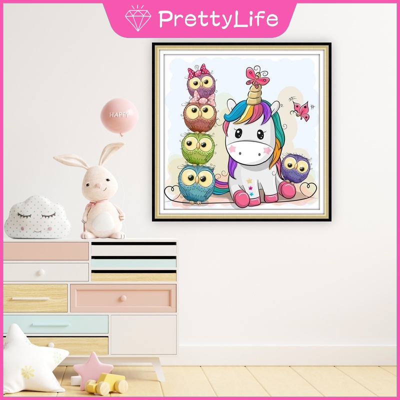 Bộ Tranh Đính Đá 5D Tự Làm 30x30cm / 40x40cm / 50x50cm Hình Kỳ Lân Đáng Yêu Trang Trí Nhà Cửa