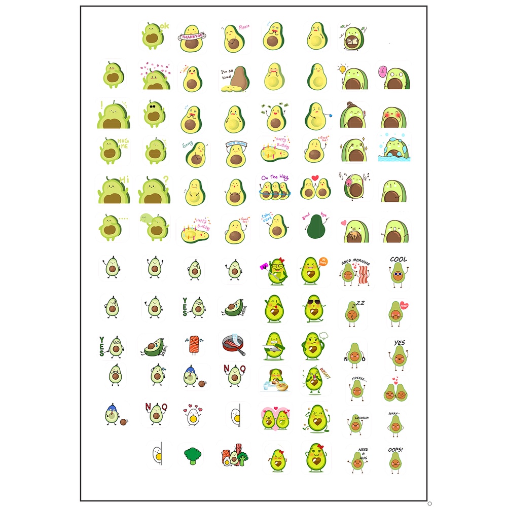 sticker quả bơ avocado SI18 hình dán dễ thương trang trí dán sổ dán điện thoại 1 tờ 7*19,5cm bullet journal
