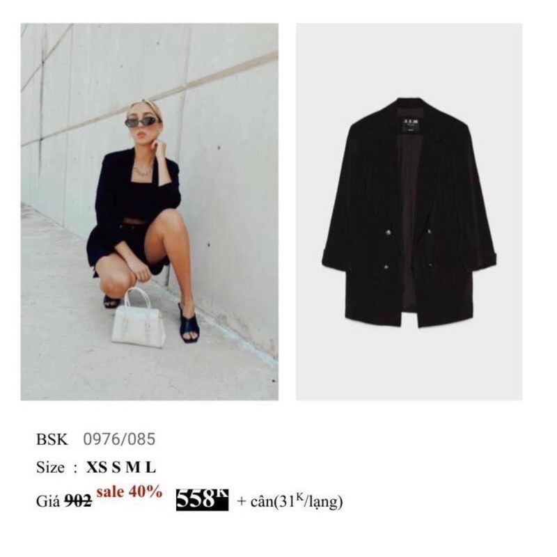 Bershka Đức  Áo blazer sale auth new tag cao cấp chính hãng BSK có sẵn vest khoác form dáng dài có lót hai 2 lớp độn vai