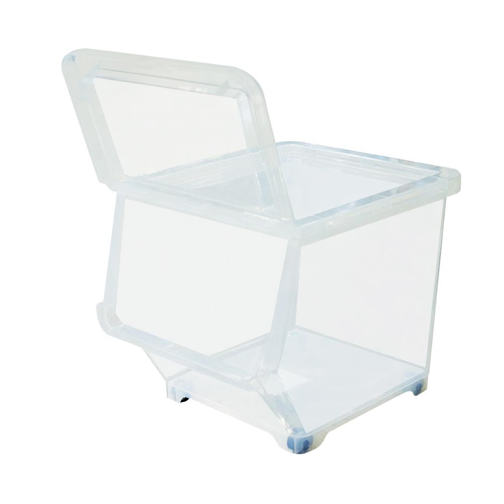 HomeBase STACKO thùng nhựa đựng đồ đa năng sz M W33xH31xD38.5cm màu trắng trong