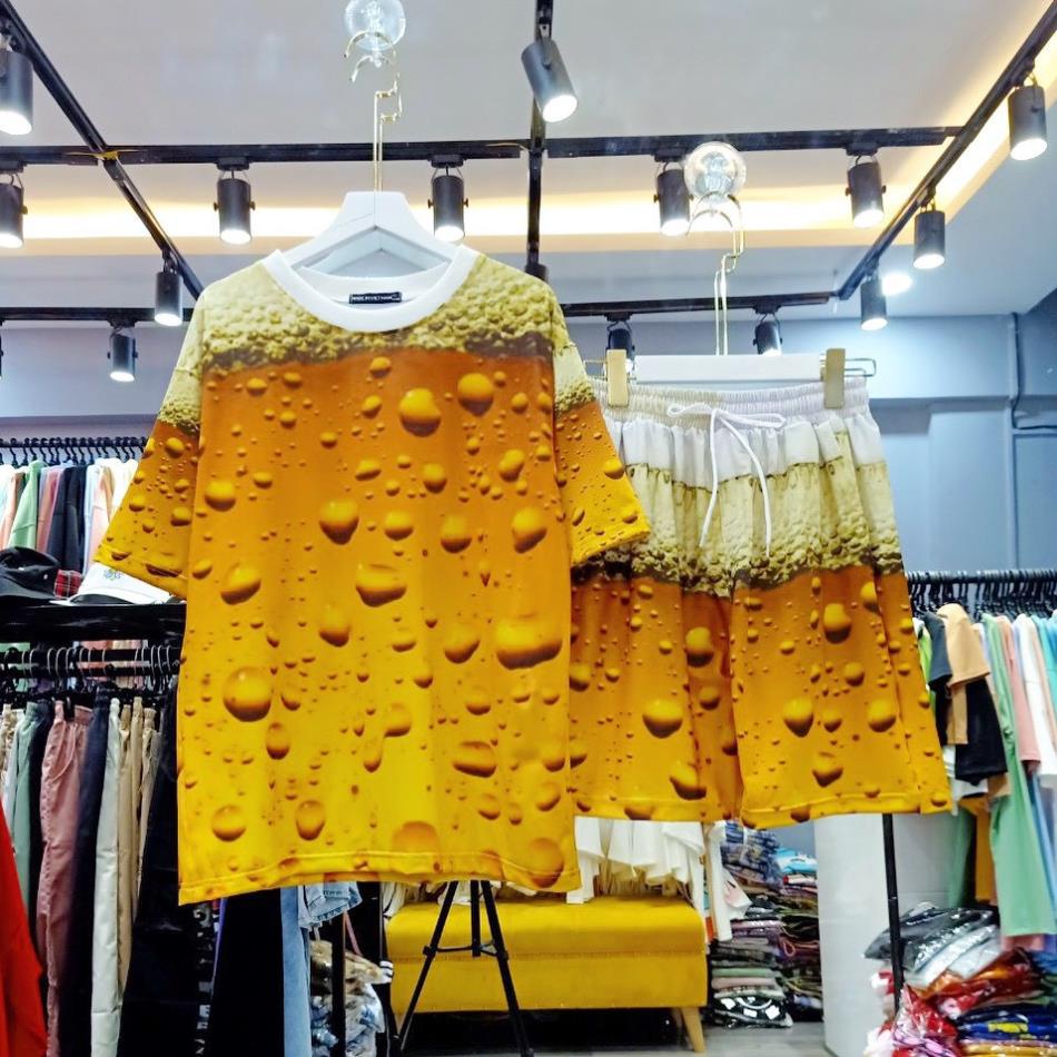 ĐÔ BỘ CAO CẤP "BIA TIGER" unisex BỘ QUẦN ÁO NAM IN 3D LY BIA CHO NAM NHẬU