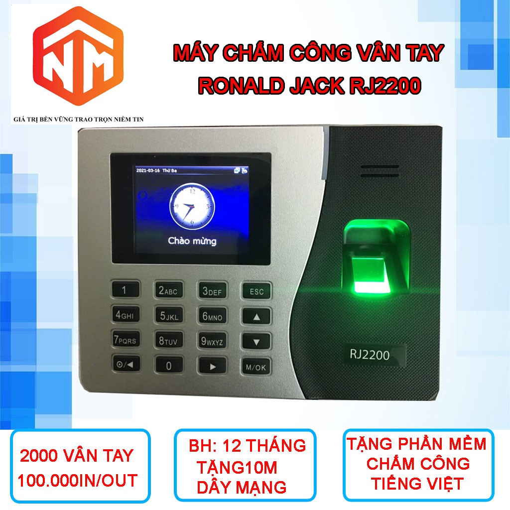 Máy chấm công Ronald Jack RJ2200 - Máy Chấm Công Vân Tay - Nhật Minh
