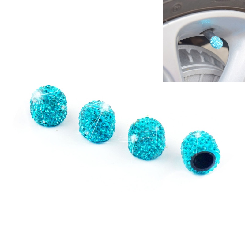 Set 4 Vỏ Bọc Nắp Van Khí Bánh Xe Đính Đá Pha Lê Handmade Dành Cho Trang Trí Ô Tô Univer