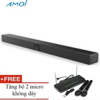 [ShopToro] Loa bluetooth 4.0 Soundbar âm thanh 3D 5.1 8 loa tích hợp công suất 100w Amoi + tặng bộ 2 micro