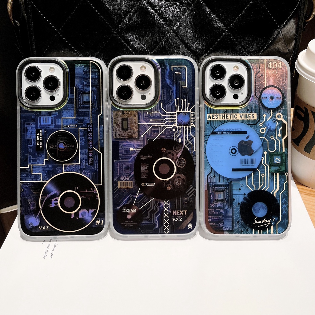 Ốp Điện Thoại Silicon Tpu Mềm Chống Sốc Chống Rơi In Hình Âm Nhạc Laser 2 Trong 1 Cho iPhone 14 13 12 11 Pro XS Max XR Plus