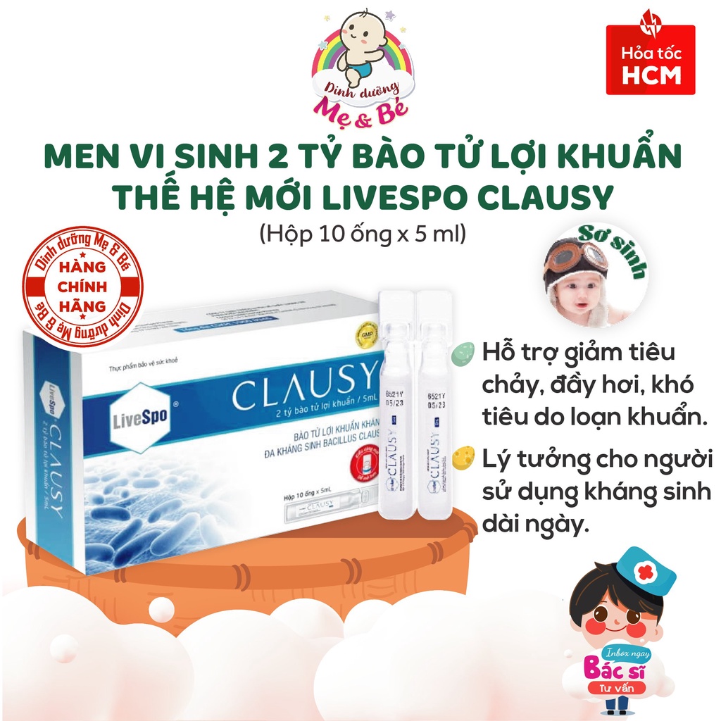 Men vi sinh LiveSpo CLAUSY (H/10 ống) - Hỗ trợ tiêu hoá, đau bụng, đầy hơi, khó tiêu