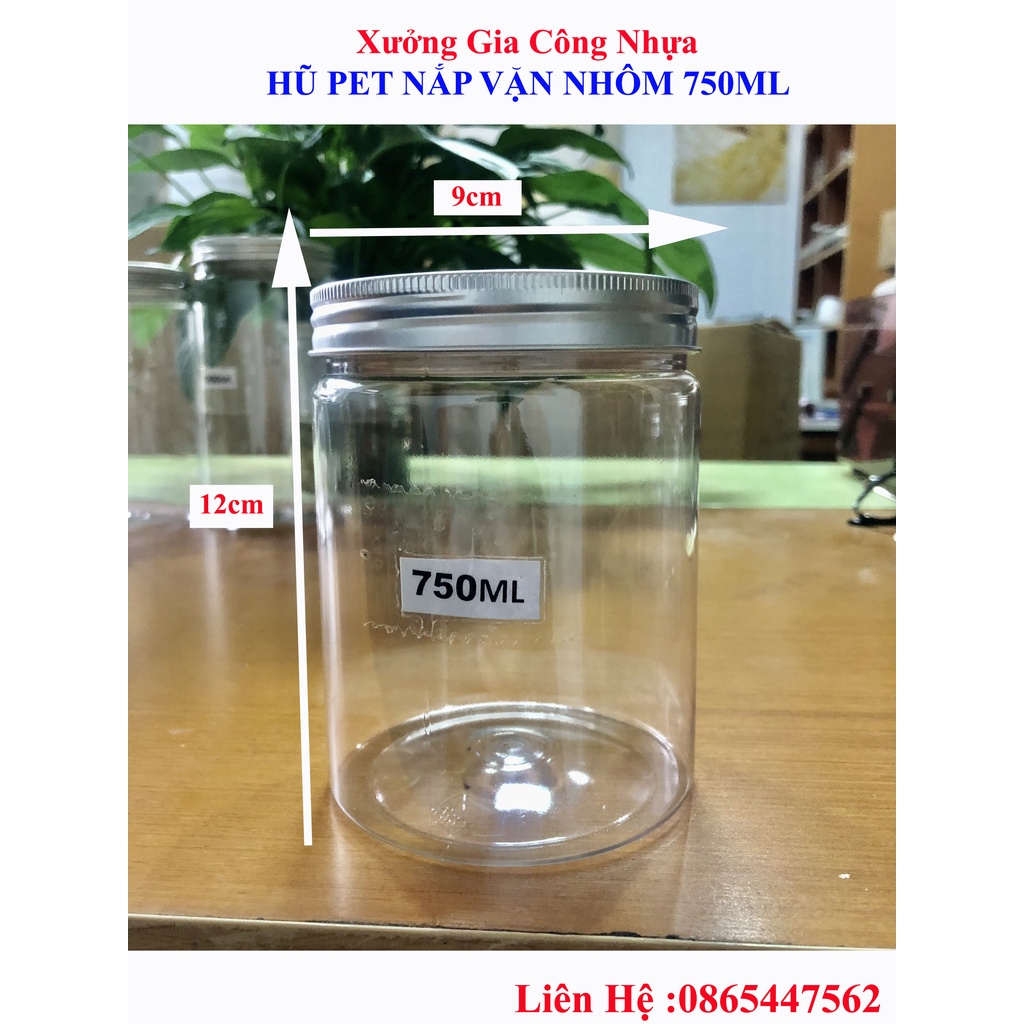 Combo 8 Hũ Nhựa PET 750 ML Nắp Nhôm-Hộp Nhựa Thực Phẩm Đồ Khô Ngũ Cốc