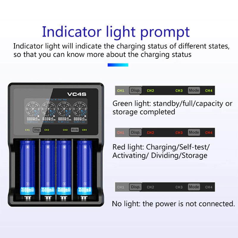 Bộ Sạc Pin Usb Thông Minh Lcd Vc4S Cho Li-Ion / Imr / Inr / Icr