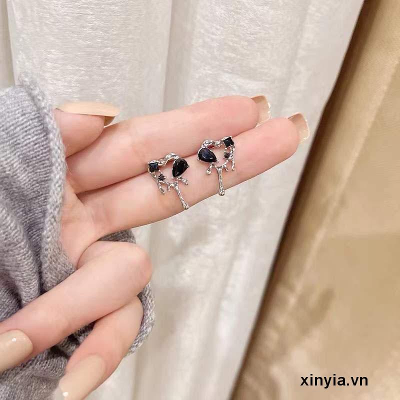 Bông tai mạ bạc 925 hình trái tim thời trang phong cách Hàn Quốc cho nữ