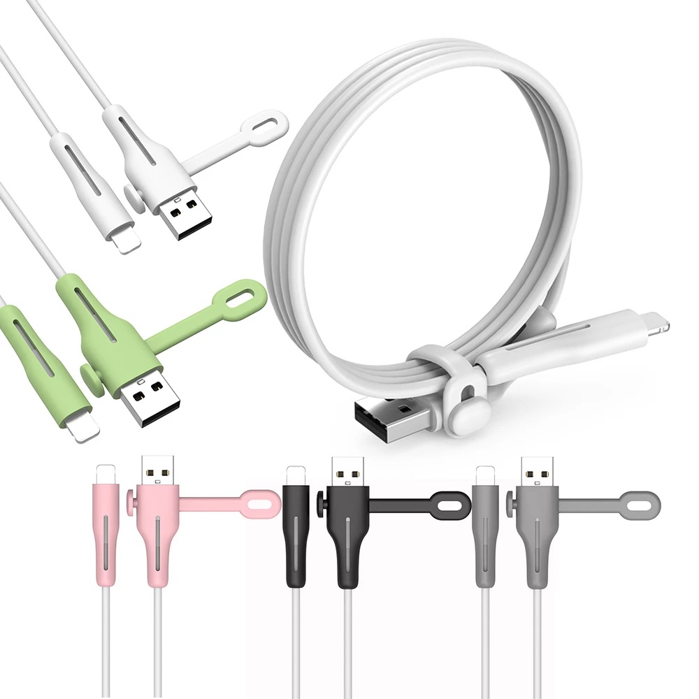 Phụ kiện bảo vệ dây cáp sạc điện thoại dây cáp tai nghe 2 trong 1 giữ gọn gàng bằng silicone tiện lợi