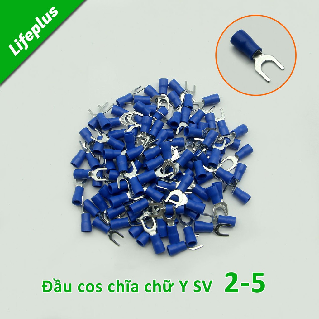 Túi 100 đầu cos chĩa chữ Y (SV) bọc nhựa