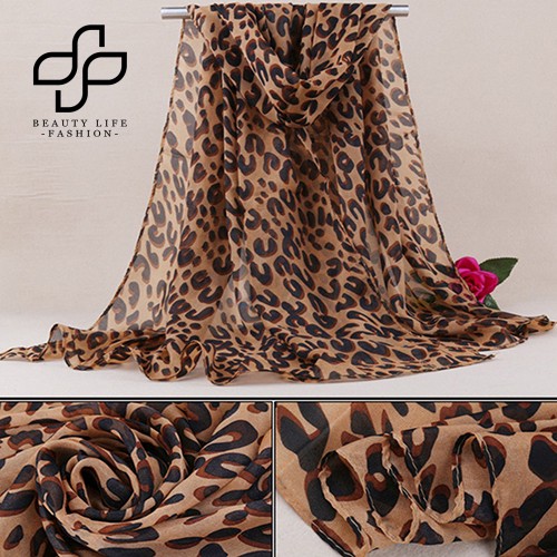 Khăn Choàng Chiffon Họa Tiết Da Báo