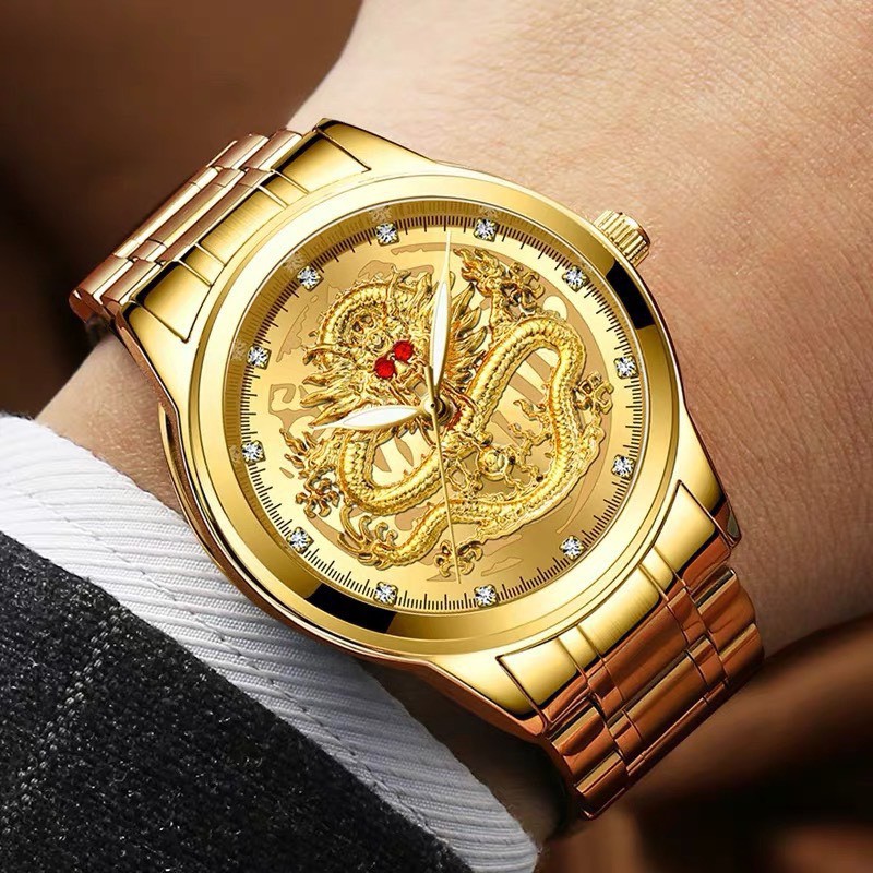 ĐỒNG HỒ NAM CHÍNH HÃNG FNGEEN S336 MẶT RỒNG 3D CỰC ĐẸP DÂY KIM LOẠI | BigBuy360 - bigbuy360.vn