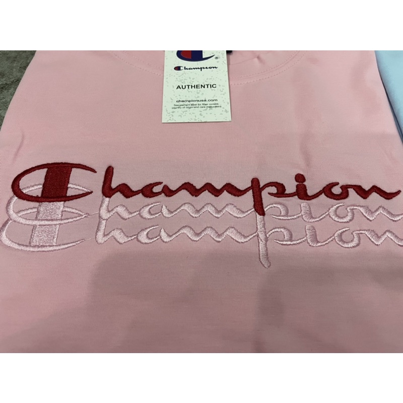 Áo Thun Cham.Pi.On Unisex Chất Cotton 100% Thêu 3 Hàng Chữ Đen/Trắng/Hồng/Xanh