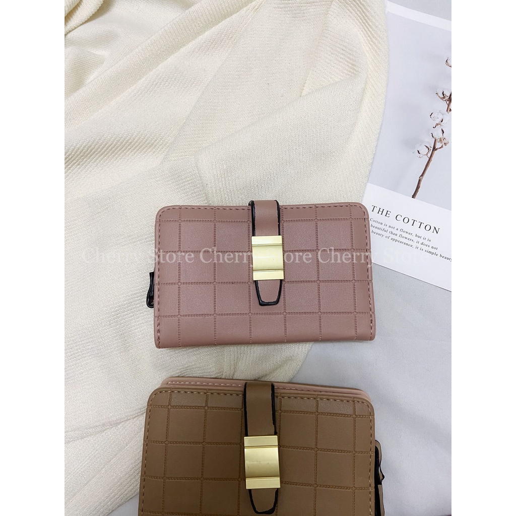 Ví nữ ngắn dáng gập nhỏ gọn tiện lợi họa tiết kẻ ô vuông cực xinh xắn trẻ trung [ẢNH THẬT TỰ CHỤP] #819-29