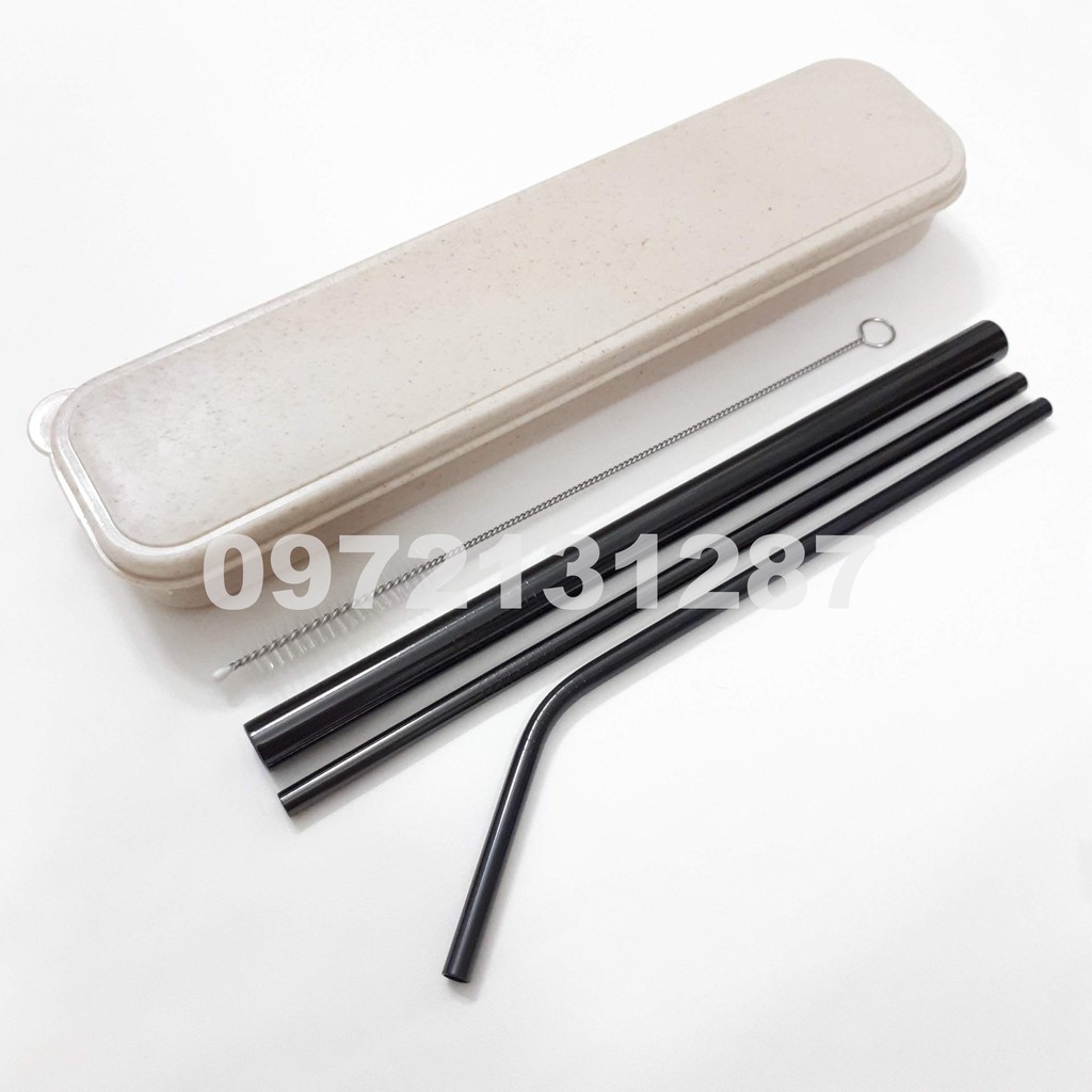 (Hàng loại 1, dày & nặng) Bộ 3 ống hút inox đủ loại kèm 1 cọ rửa và Hộp đựng | BigBuy360 - bigbuy360.vn