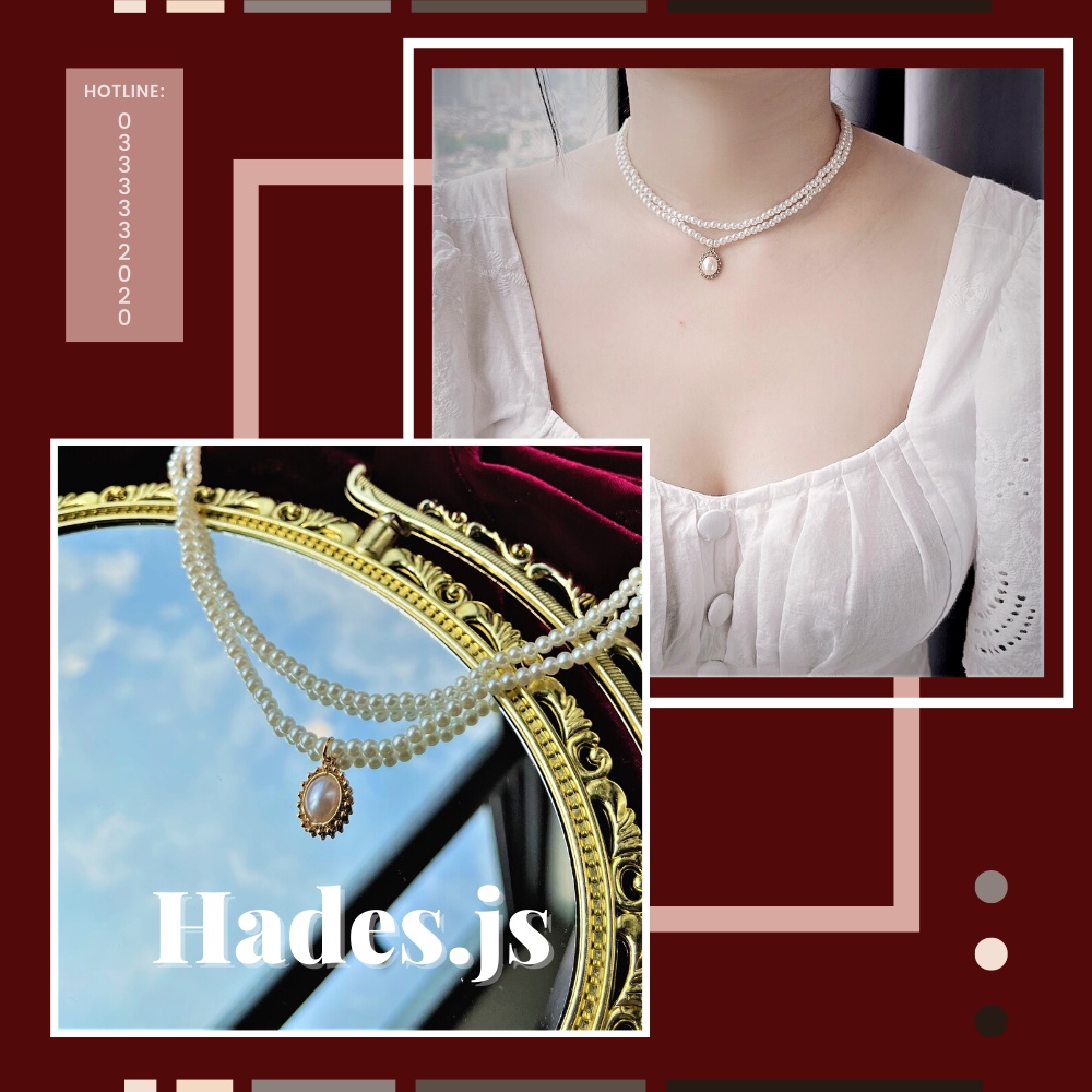 Vòng cổ nữ ngọc trai nhân tạo sang trọng - dây chuyền 2 tầng necklace phong cách Hàn Quốc phụ kiện Hades.js