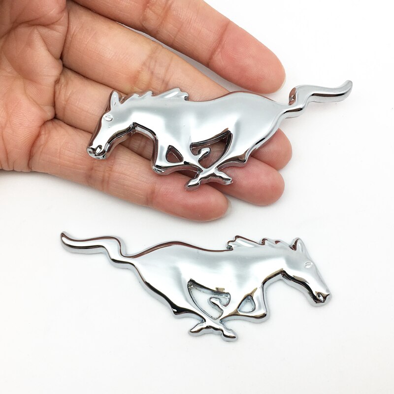 2 Cái / bộ Kiểu Dáng Xe Hơi ✷ 🍎 Huy Hiệu Biểu Tượng Ngựa Chạy Bộ Kim Loại chrome Cho Xe Ford Mustang Shelby GT Phía Sau Thân Xe Trang Trí Miếng Dán