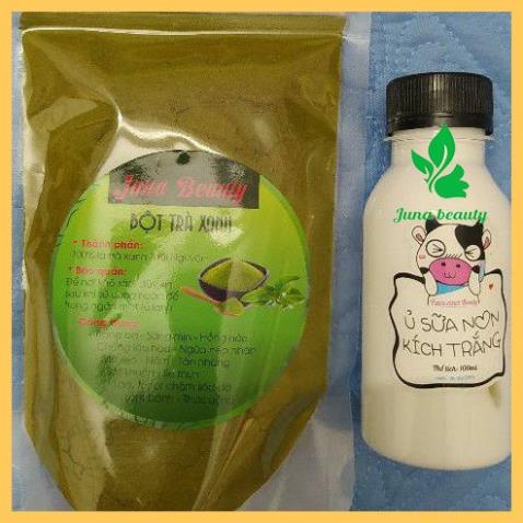 [RẺ VÔ ĐỊCH]Combo Ủ Sữa Non Kích Trắng&Bột Trà Xanh Face Và Body Cô Đặc 100ML Handmade