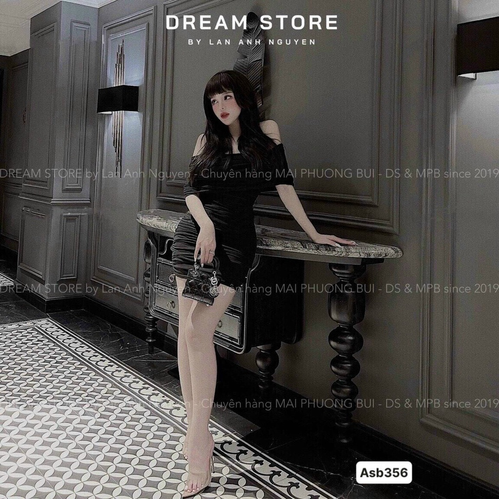 Đầm thun gân ôm kiểu trễ vai bản to