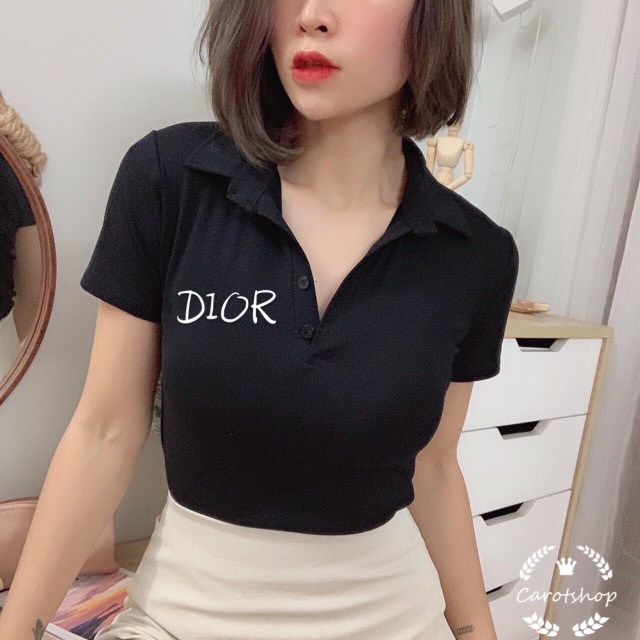 [ Mã WASTAPR giảm 10K đơn 50K] Áo thun cổ bẻ nữ in 2 mặt hình thật chất porip mịn y hình - Carotshop | BigBuy360 - bigbuy360.vn