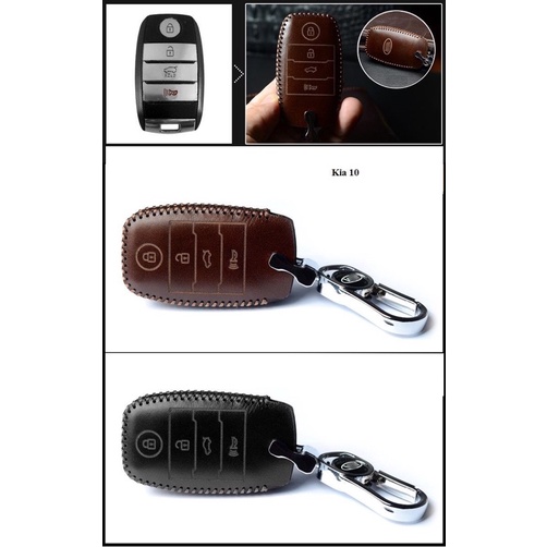 Bao Da Chìa Khoá Ô tô KIA Seltos 2021 Kia Sonet 2022Da Bò 100%,4 nút bấm , da thật xịn xò