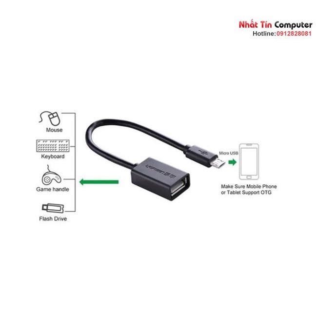 Cáp chuyển Micro USB to USB 2.0 OTG chính hãng Ugreen 10396