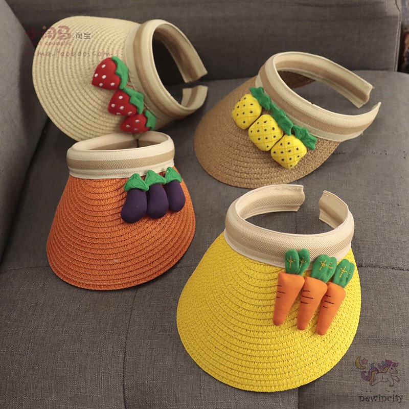 Mũ Lưỡi Trai Kiểu Hở Nửa Đầu Họa Tiết Trái Cây Hoạt Hình Phong Cách Hàn Quốc Thoải Mái Cho Bé