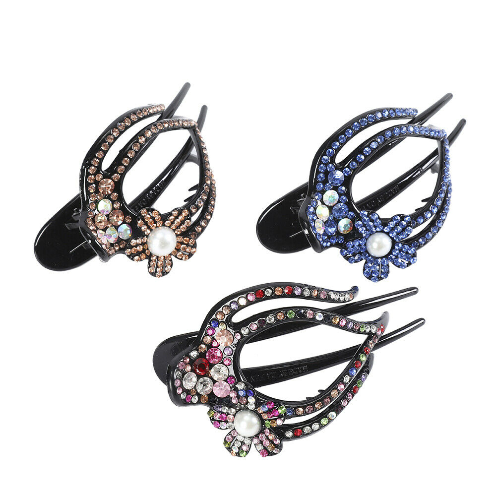 Kẹp tóc bằng nhựa đính đá giả thiết kế hình hoa thời trang cho nữ