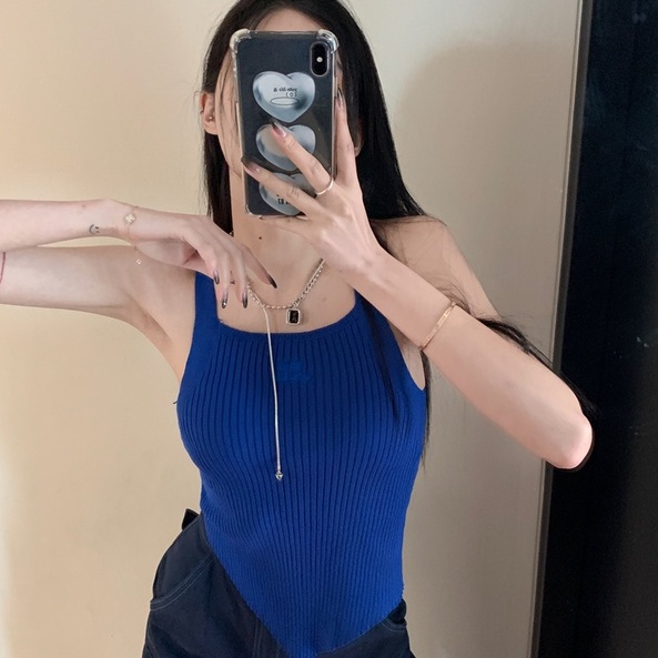 Áo ZHELIHANGFEI hai dây dệt kim thêu họa tiết quyến rũ tùy chọn màu sắc