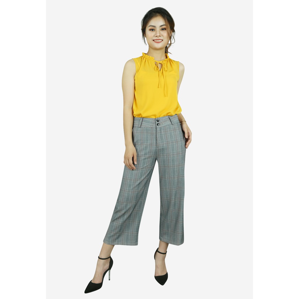 Quần ống sớ kẻ caro 2 khuy cạp 6 cm The One Fashion QL173CRGH8