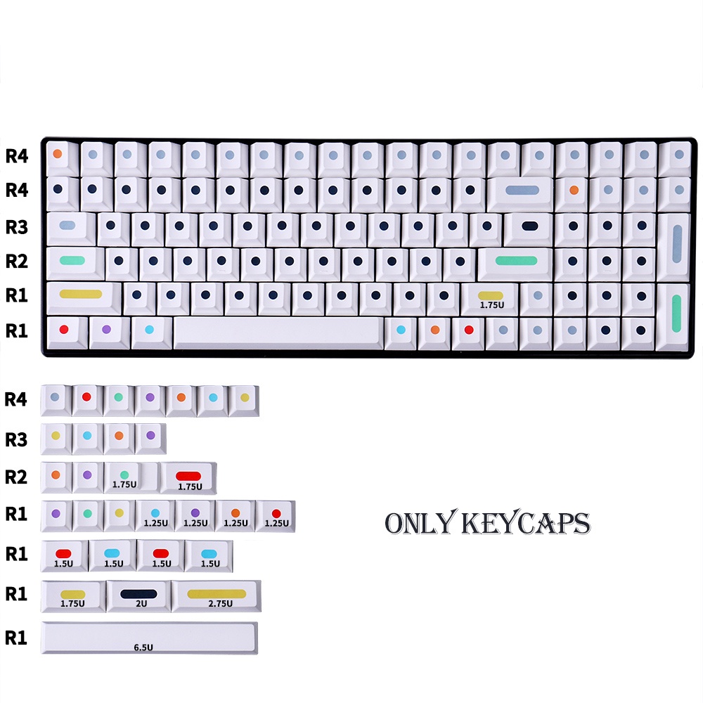 Bộ 130 Nút Bàn Phím PBT Họa Tiết Chấm Bi Xinh Xắn