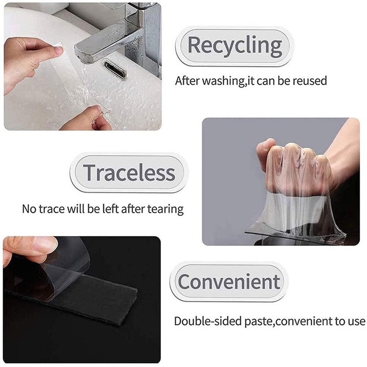 Băng Keo Hai Mặt Nano Trong Suốt Không Để Lại Dấu Chống Nước Có Thể Tái Sử Dụng