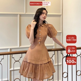 Bbstore's đầm xòe tay phồng công sở cổ xếp -d1208