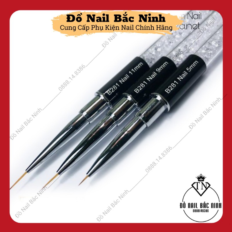 Cọ Nét Cán Đá Vẽ Móng Cao Cấp Nét Siêu Mảnh 3 Size 5mm, 9mm, 11mm