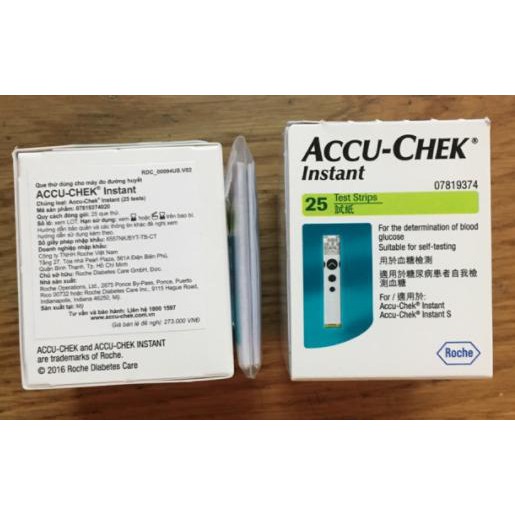 [Giá sỉ, chính hãng, SX Mỹ] Hộp 25/50 que test tiểu đường Accu-Chek INSTANT, NK chính ngạch tem niêm phong nhãn phụ TV