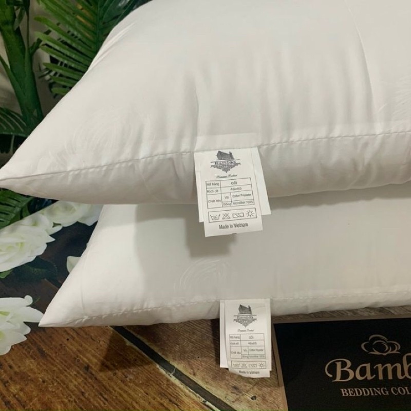 Đôi Ruột Gối Nằm Bambiloo [Lâu Xẹp], Ruột Gối Ép Hơi Bông Polyester Nguyên Sinh Cao Cấp, Kích Thước 45x65cm Hoặc 50x70cm