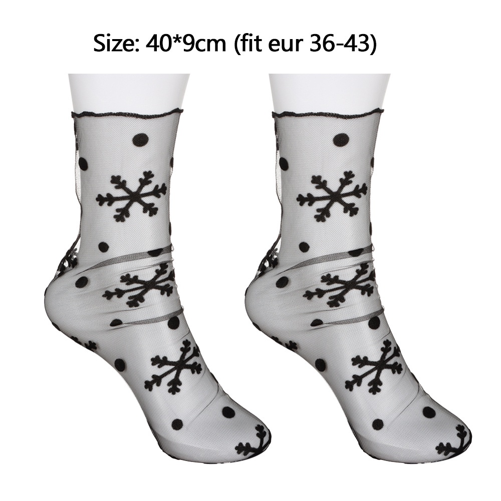 Vớ cổ trung bằng lụa siêu mỏng trong suốt phối ren hoa thoáng khí thời trang xuân hè cho nữ | BigBuy360 - bigbuy360.vn