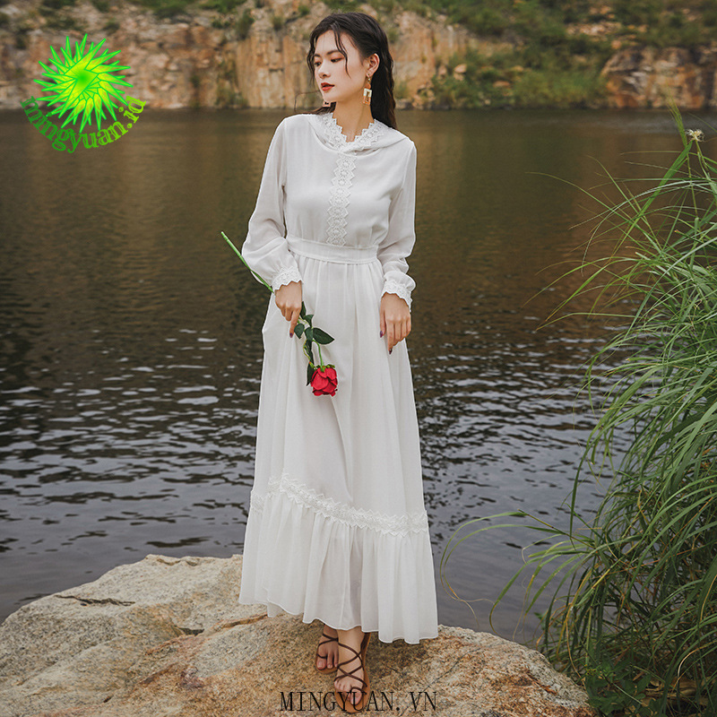 ( Mingyuan ) New style hooded long-sleeved big chiffon fairy dress