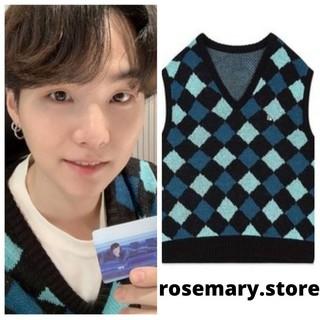 Có sẵn_Áo gile sọc cổ tam giác SUGA BTS