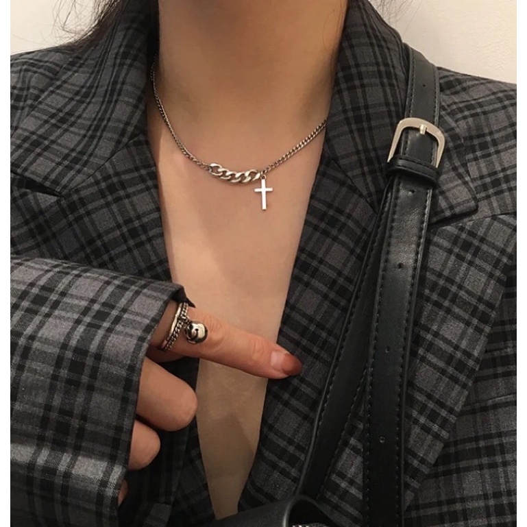 Dây chuyền mắt xích mặt thập nhỏ thép titan không gỉ