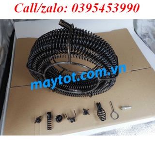 dây lò xo thông cống phi 16 dùng máy khoan(dài 6m, 1 bộ đầu thông, 1 đầu kết nối máy khoan)